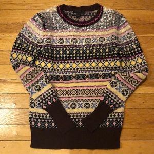 J Crew sequined fair isle sweater XXS